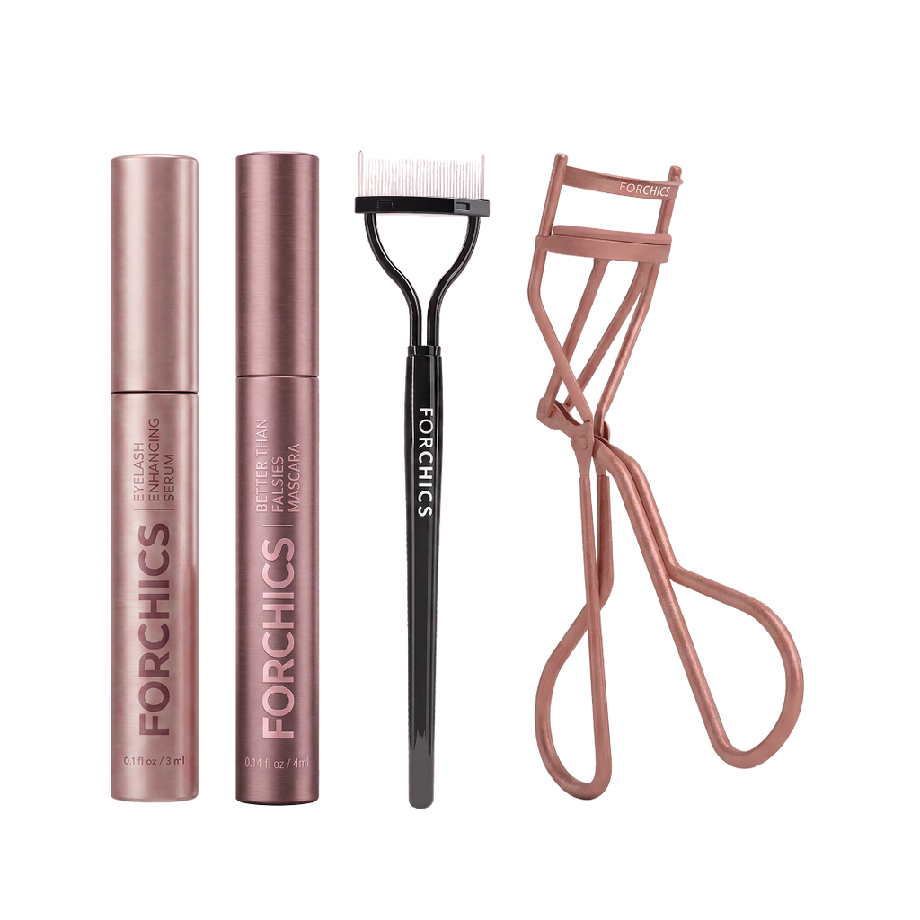 Serum, Mascara, Curler & Comb Set For Lashes | ForChics