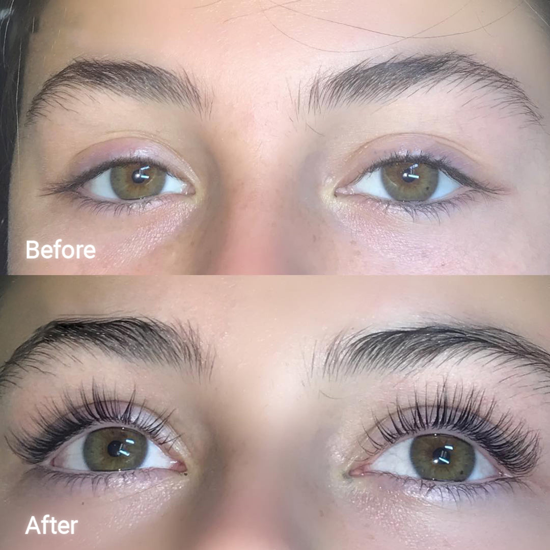 Before and after eyelash growth results