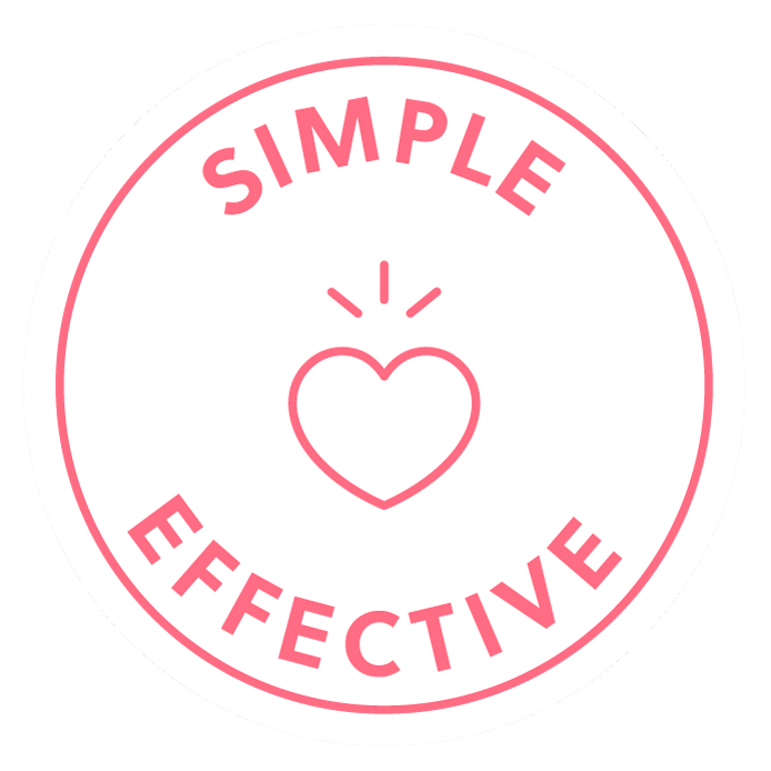 "simple effective" pink and white circle icon