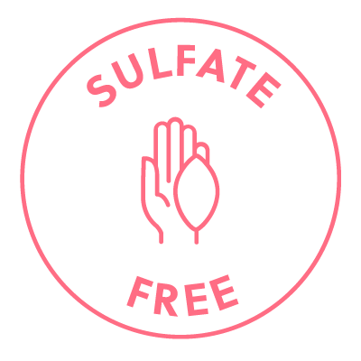 "sulfate free" pink and white circle icon